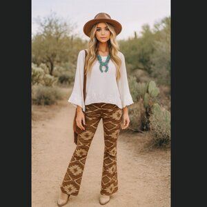 Ralph Lauren Aztec Western Print Straight Leg Pants NWOT